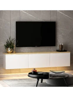 Evila Regale & Schränke<TV-Regal "Neon" in Weiß/ Hellbraun - (B)160 x (H)35 x (T)32 cm