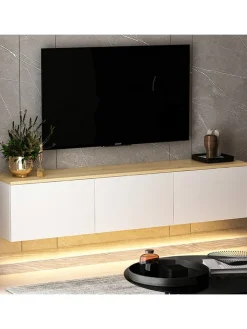Evila Regale & Schränke<TV-Regal "Neon" in Weiß/ Hellbraun - (B)160 x (H)35 x (T)32 cm