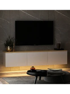 Evila Regale & Schränke<TV-Regal "Neon" in Weiß/ Hellbraun - (B)160 x (H)35 x (T)32 cm