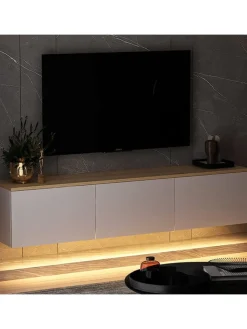 Evila Regale & Schränke<TV-Regal "Neon" in Weiß/ Hellbraun - (B)160 x (H)35 x (T)32 cm