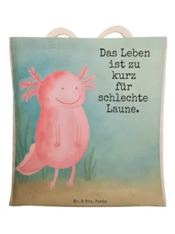 Mr. & Mrs. Panda Einkaufstaschen & -Trolleys<Umhängetasche Axolotl Glücklich Design mit Spruch in Weiß