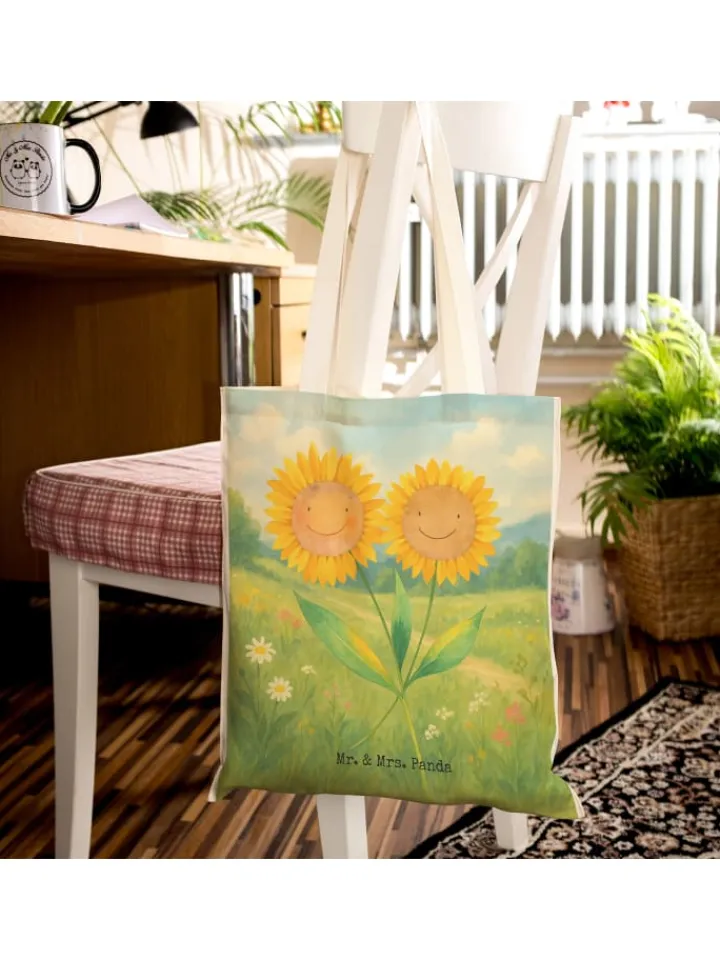 Mr. & Mrs. Panda Einkaufstaschen & -Trolleys<Umhängetasche Blume Sonnenblume Design ohne Spruch in Weiß