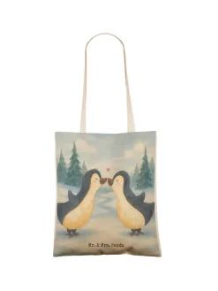 Mr. & Mrs. Panda Einkaufstaschen & -Trolleys<Umhängetasche Pinguine Kuss Design ohne Spruch in Weiß