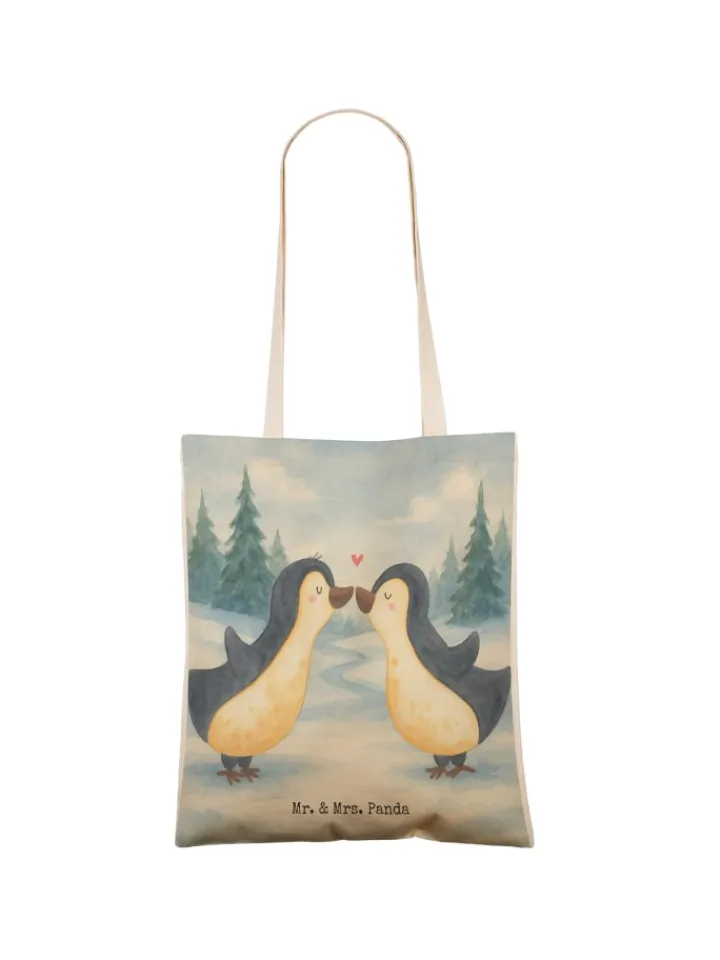 Mr. & Mrs. Panda Einkaufstaschen & -Trolleys<Umhängetasche Pinguine Kuss Design ohne Spruch in Weiß