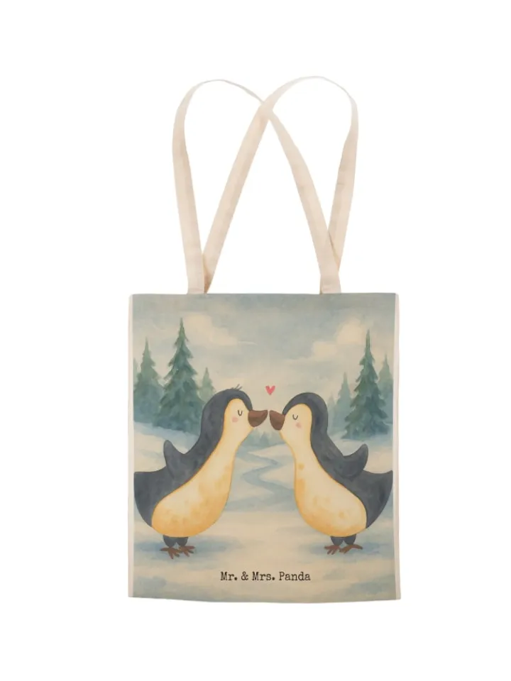 Mr. & Mrs. Panda Einkaufstaschen & -Trolleys<Umhängetasche Pinguine Kuss Design ohne Spruch in Weiß
