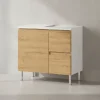 KADIMA DESIGN Badezimmermöbel<Unterschrank für Waschbecken, Weiß-Eiche, 60x34x56 cm, mit Chromfüßen