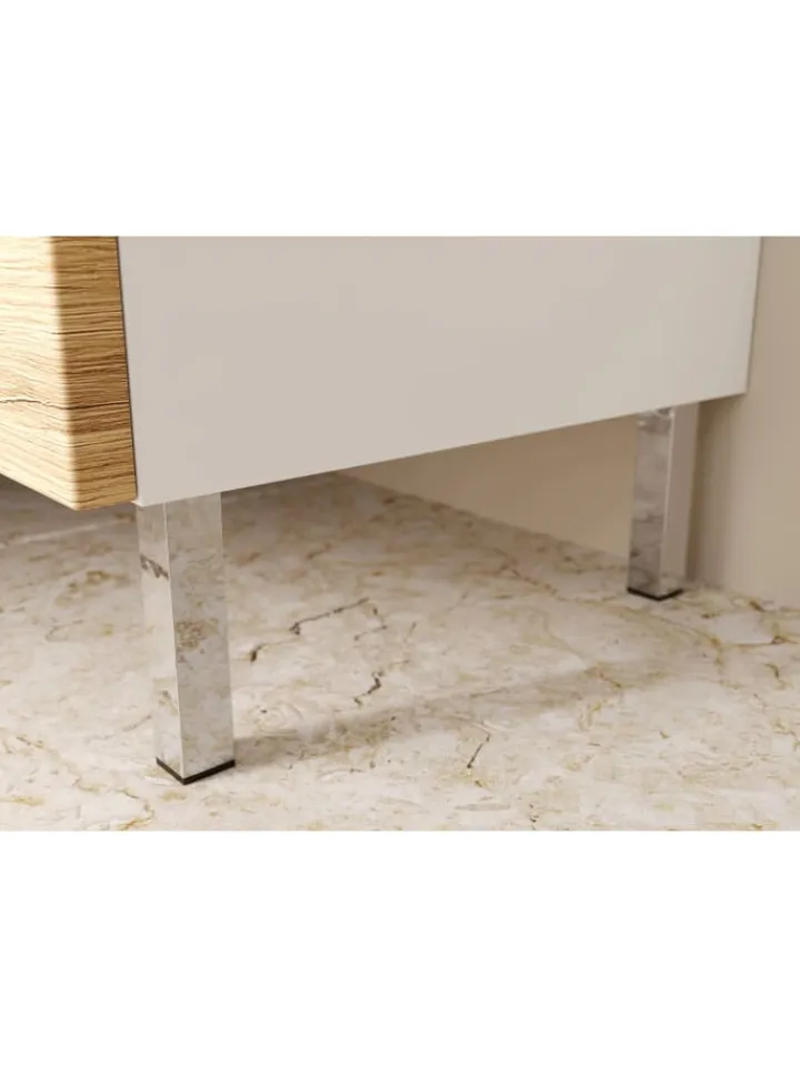 KADIMA DESIGN Badezimmermöbel<Unterschrank für Waschbecken, Weiß-Eiche, 60x34x56 cm, mit Chromfüßen