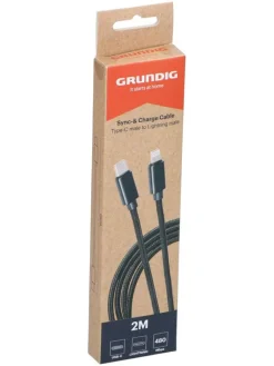 GRUNDIG Technikzubehör<USB-C to Lightning-Kabel in Schwarz - (L)200 cm