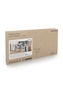 InnovaGoods Weitere Haushaltshelfer<Vertikaler klappbarer Wäscheständer in Silber/ Braun - (H)129 cm