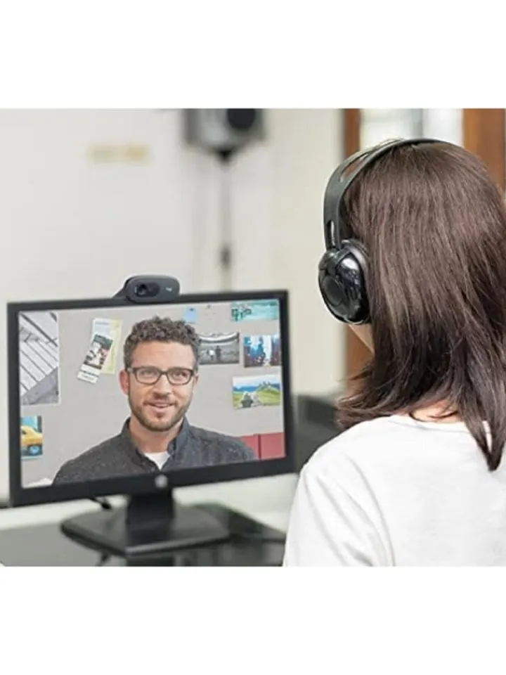 Logitech Foto & Video<Vielseitige Büro-Webcam mit 720p Auflösung und Rauschunterdrückung in Schwarz