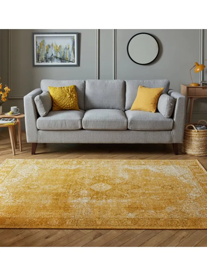 KADIMA DESIGN Teppiche & Fußmatten<Vielseitiger Vintage Teppich für jeden Raum in Senfgelb