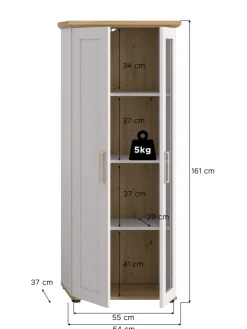 xonox.home Regale & Schränke<Vitrine (B/H/T: 64x161x37 cm) in Sibiu Lärche Nachbildung