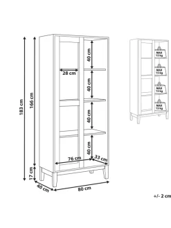 Beliani Regale & Schränke<Vitrine RUMSON in Weiß - (W) 80 x (H) 183 x (L) 40 cm