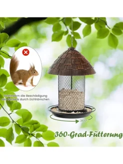 COSTWAY Vögel<Vogelfutterhaus in Braun