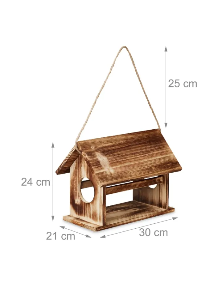 relaxdays Pflanzen & Zubehör<Vogelfutterhaus in Braun - (B)30 x (H)24 x (T)21 cm