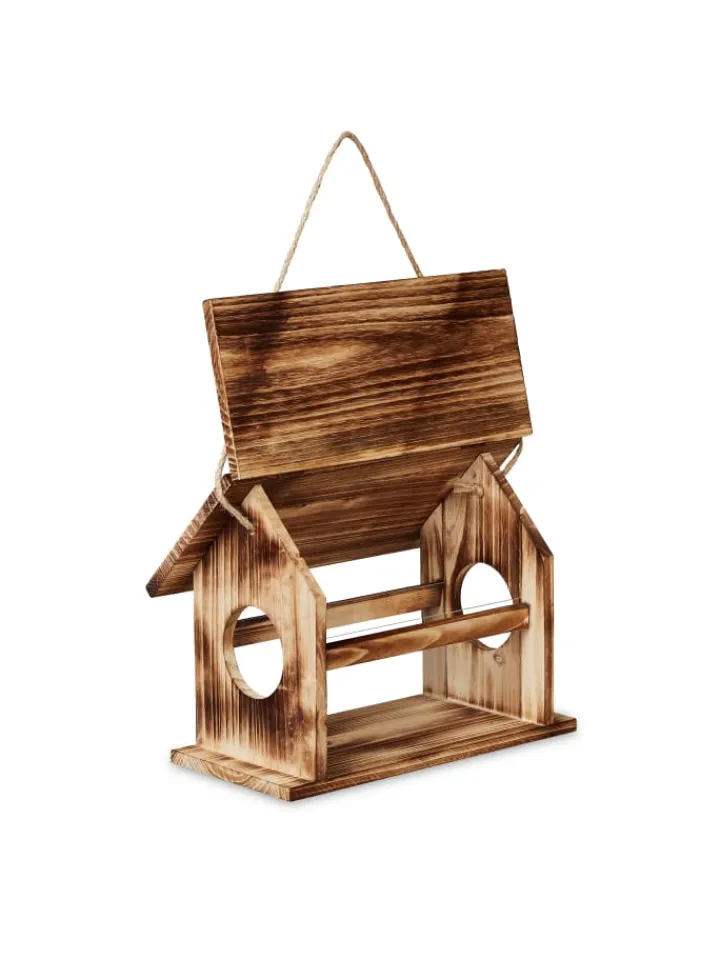 relaxdays Pflanzen & Zubehör<Vogelfutterhaus in Braun - (B)30 x (H)24 x (T)21 cm