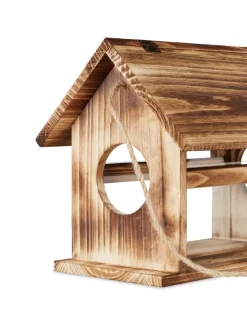 relaxdays Pflanzen & Zubehör<Vogelfutterhaus in Braun - (B)30 x (H)24 x (T)21 cm