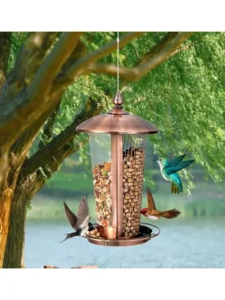 COSTWAY Vögel<Vogelfutterhaus 2in1 in Bronze