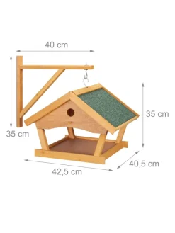 relaxdays Vögel<Vogelfutterhaus in Natur - (B)42,5 x (H)35 x (T)40,5 cm