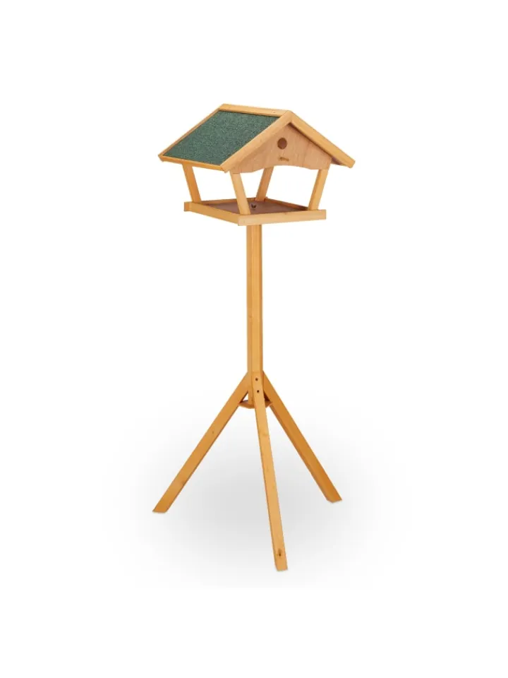 relaxdays Vögel<Vogelfutterhaus in Natur/ Grün - (B)66 x (H)137 x (T)59 cm