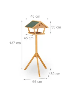 relaxdays Vögel<Vogelfutterhaus in Natur/ Grün - (B)66 x (H)137 x (T)59 cm