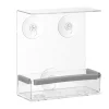 relaxdays Vögel<Vogelfutterhaus in Transparent - (B)15 x (H)16,5 x (T)7,5 cm