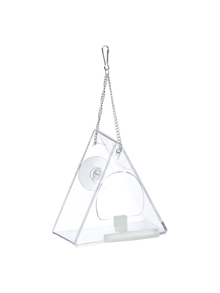 relaxdays Vögel<Vogelfutterhaus in Transparent - (B)12,5 x (H)13 x (T)7,5 cm