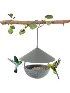 COSTWAY Vögel<Vogelfutterhaus zum Aufhängen in Grau