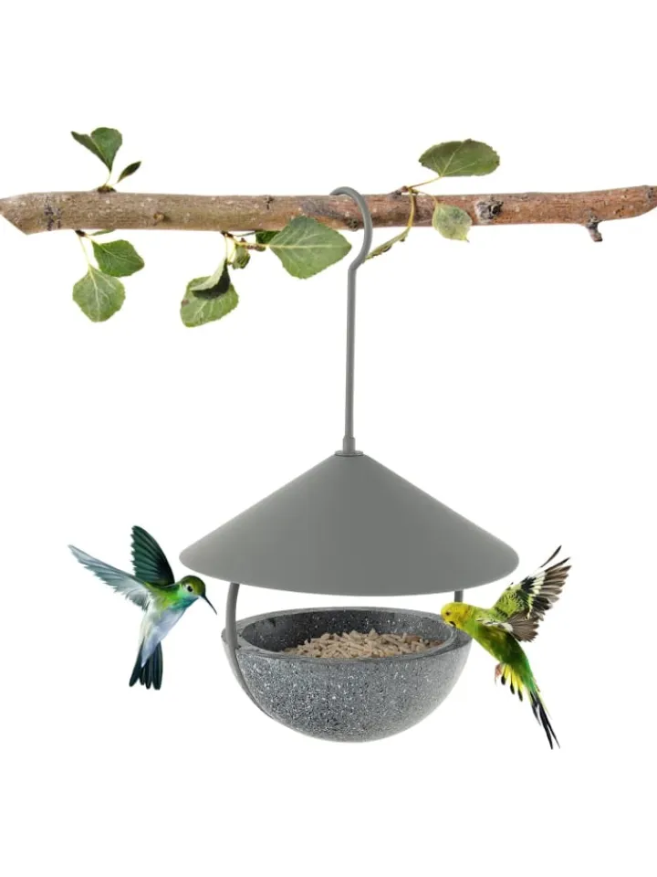 COSTWAY Vögel<Vogelfutterhaus zum Aufhängen in Grau