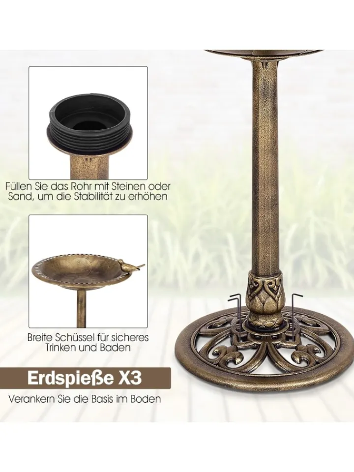 COSTWAY Vögel<Vogelfutterstation in Bronze