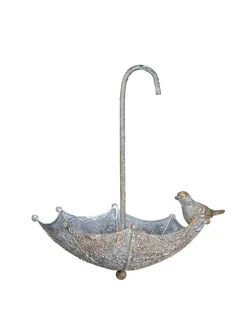 Ambiente Haus Gartendekoration<Vogelfutterstelle - Regenschirm - Metall in antikgrau - rost