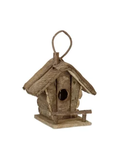 relaxdays Vögel<Vogelhaus in Natur - (B)20,5x (H)28,5 x (T)17,5 cm