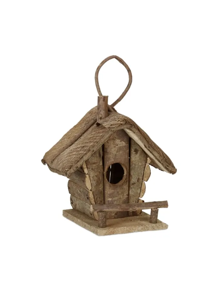 relaxdays Vögel<Vogelhaus in Natur - (B)20,5x (H)28,5 x (T)17,5 cm