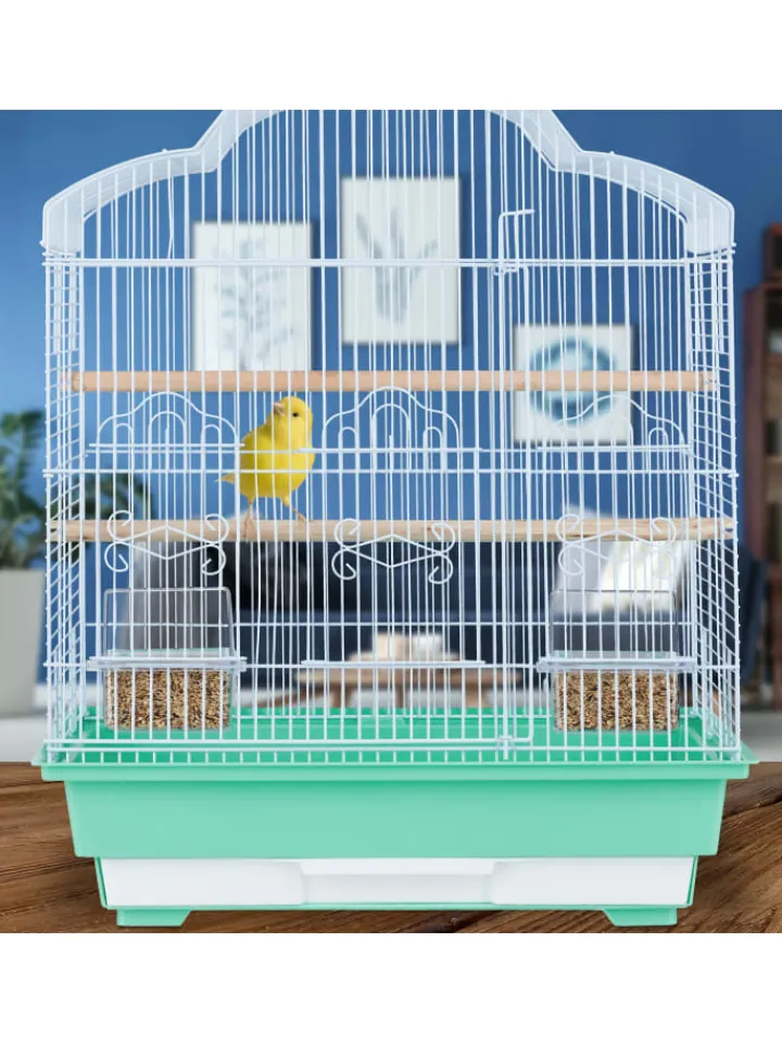 relaxdays Vögel<Vogelkäfig in Grün - (B)46,5 x (H)56,5 x (T)35,5 cm