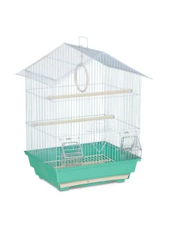 relaxdays Vögel<Vogelkäfig in Hellblau/Mintgrün - (B)39,5 x (H)49 x (T)32 cm
