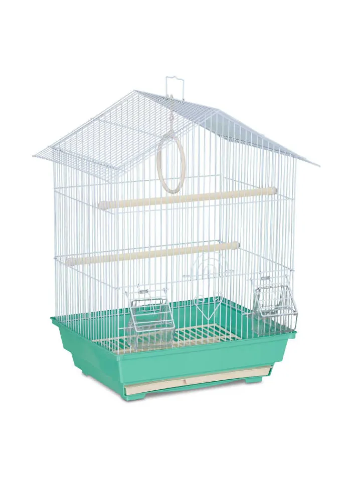 relaxdays Vögel<Vogelkäfig in Hellblau/Mintgrün - (B)39,5 x (H)49 x (T)32 cm
