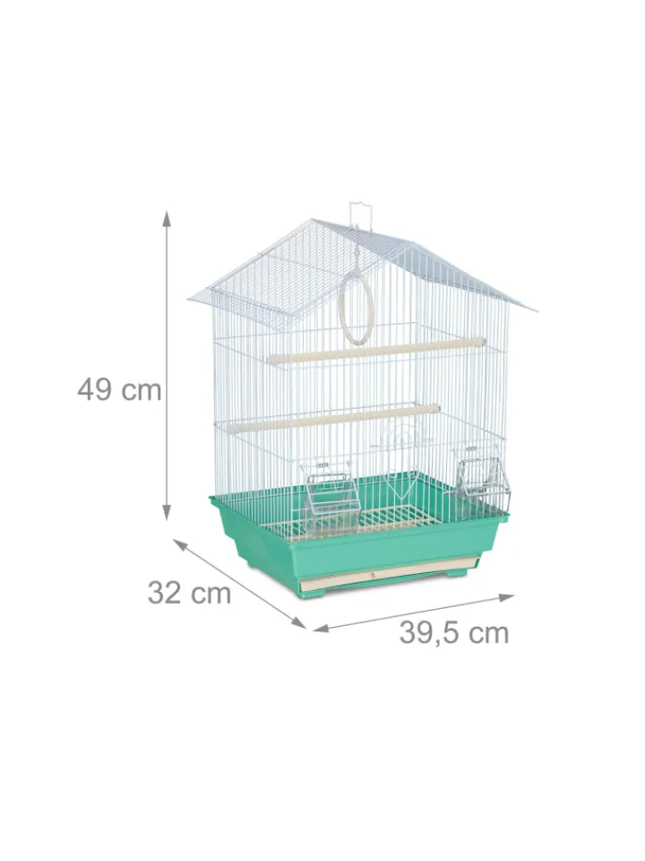 relaxdays Vögel<Vogelkäfig in Hellblau/Mintgrün - (B)39,5 x (H)49 x (T)32 cm