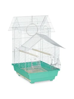 relaxdays Vögel<Vogelkäfig in Hellblau/Mintgrün - (B)42,5 x (H)50 x (T)33 cm
