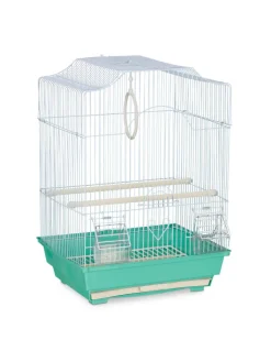 relaxdays Vögel<Vogelkäfig in Hellblau/Mintgrün - (B)35 x (H)49,5 x (T)32 cm