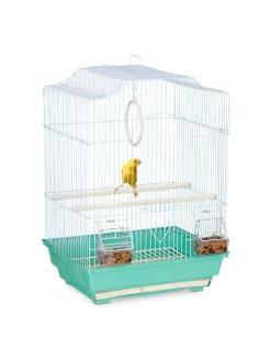 relaxdays Vögel<Vogelkäfig in Hellblau/Mintgrün - (B)35 x (H)49,5 x (T)32 cm