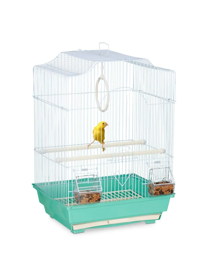 relaxdays Vögel<Vogelkäfig in Hellblau/Mintgrün - (B)35 x (H)49,5 x (T)32 cm