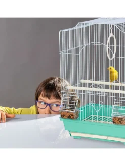 relaxdays Vögel<Vogelkäfig in Hellblau/Mintgrün - (B)35 x (H)49,5 x (T)32 cm