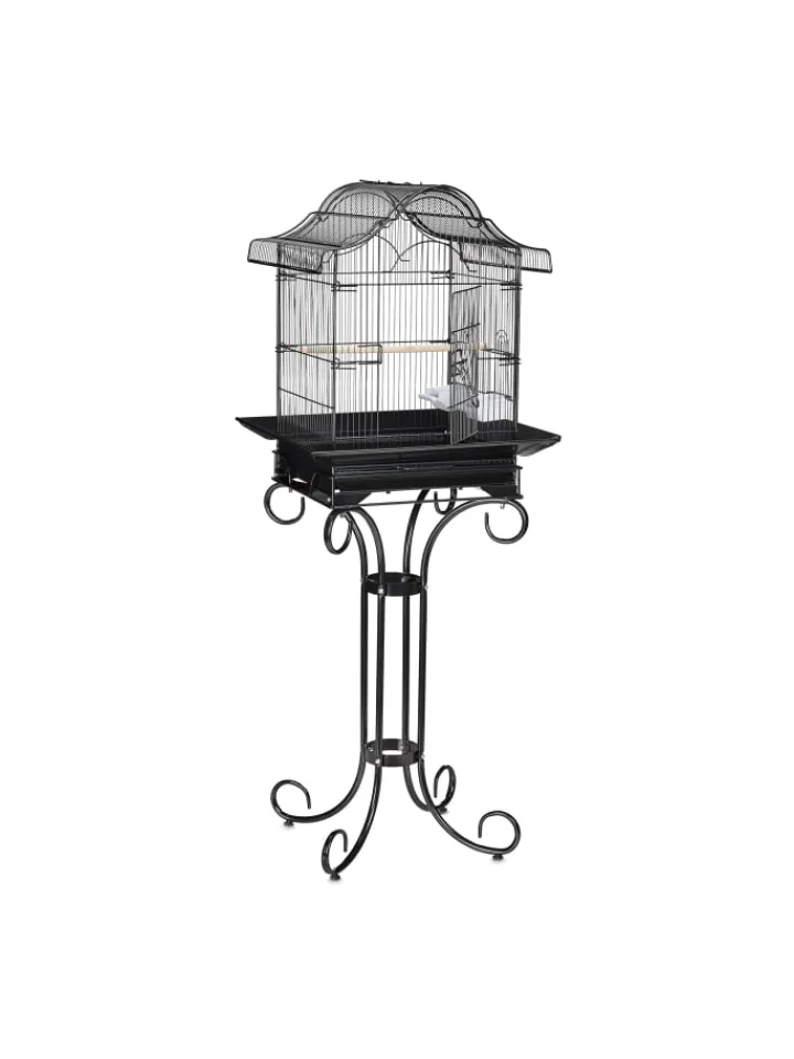 relaxdays Vögel<Vogelkäfig in Schwarz - (B)55 x (H)146,5 x (T)50 cm