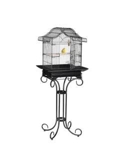 relaxdays Vögel<Vogelkäfig in Schwarz - (B)55 x (H)146,5 x (T)50 cm