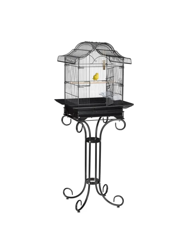relaxdays Vögel<Vogelkäfig in Schwarz - (B)55 x (H)146,5 x (T)50 cm