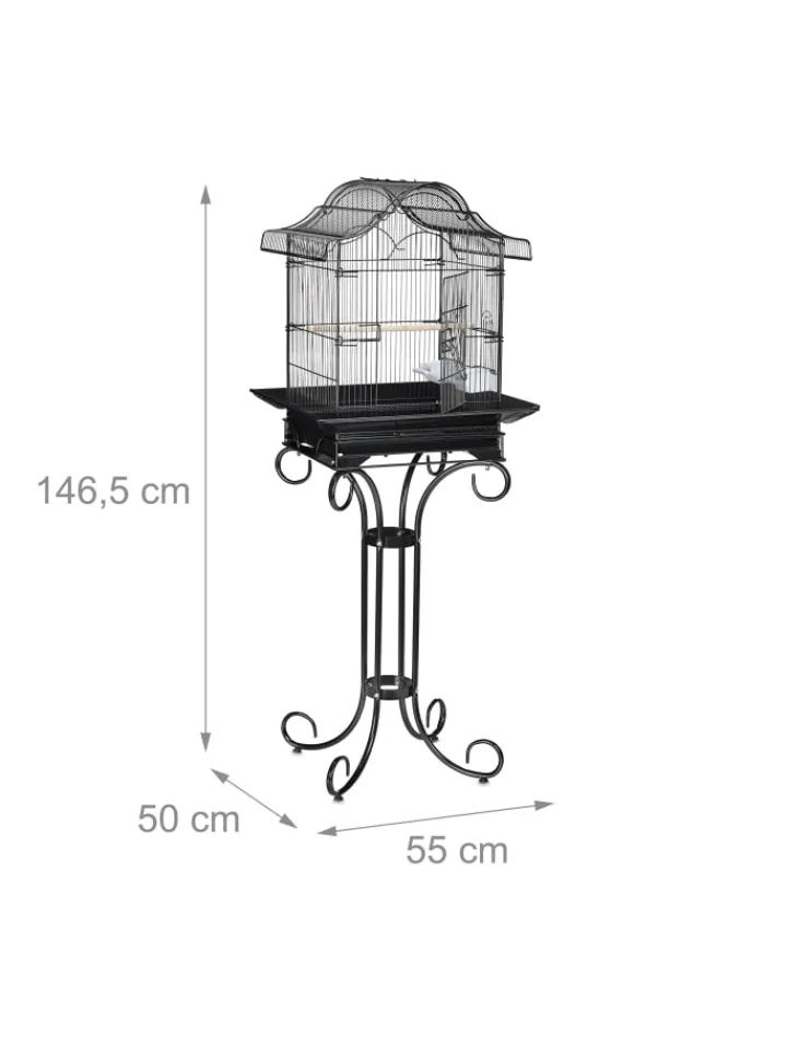 relaxdays Vögel<Vogelkäfig in Schwarz - (B)55 x (H)146,5 x (T)50 cm