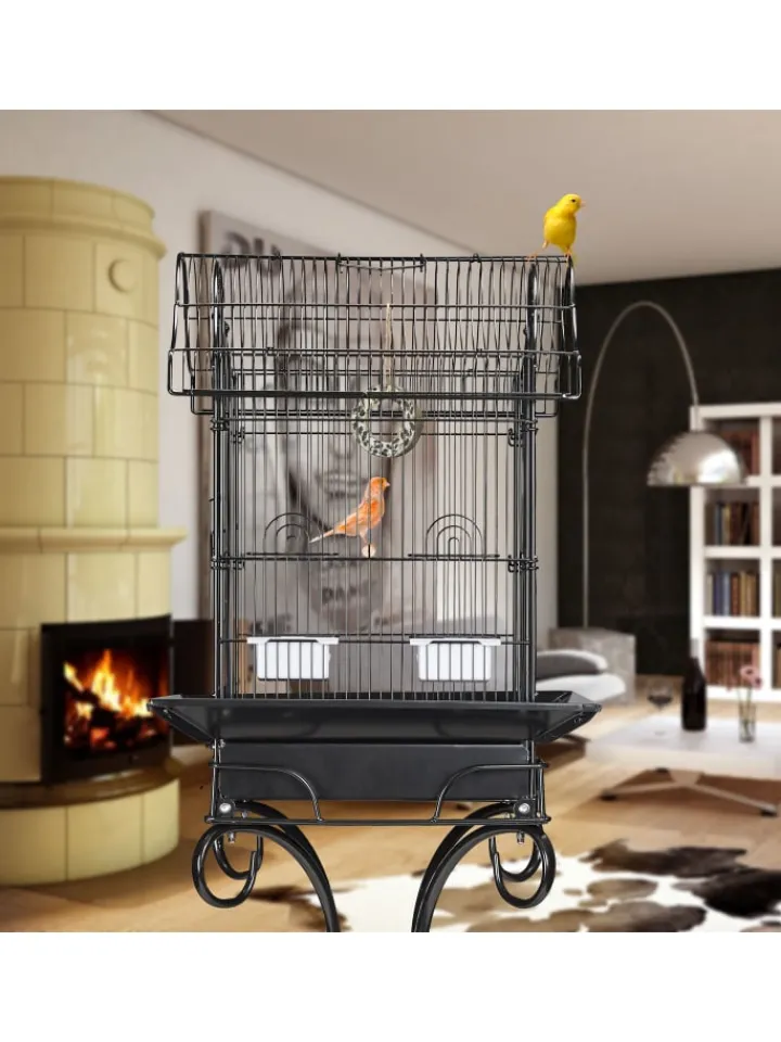 relaxdays Vögel<Vogelkäfig in Schwarz - (B)55 x (H)146,5 x (T)50 cm