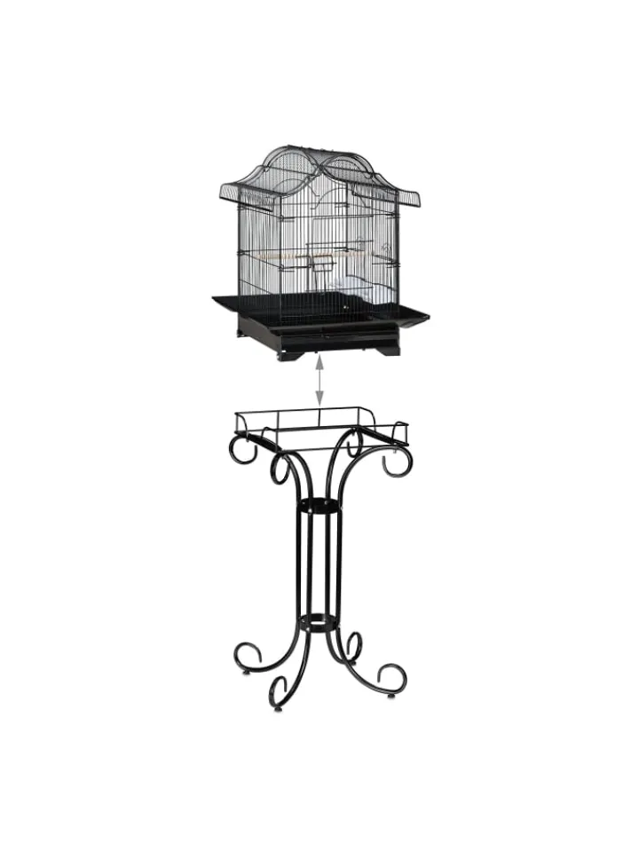relaxdays Vögel<Vogelkäfig in Schwarz - (B)55 x (H)146,5 x (T)50 cm