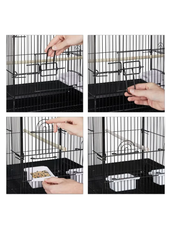 relaxdays Vögel<Vogelkäfig in Schwarz - (B)55 x (H)146,5 x (T)50 cm