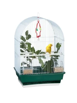 relaxdays Vögel<Vogelkäfig in Weiß/Grün - (B)34,5 x (H)49,5 x (T)28 cm
